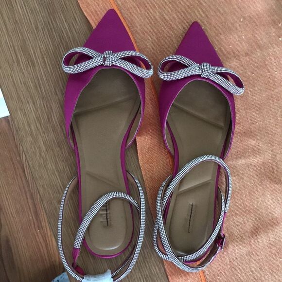 Bibi Lou x Anthropologie Pink Flats with Bow size 8 - Picture 8 of 16